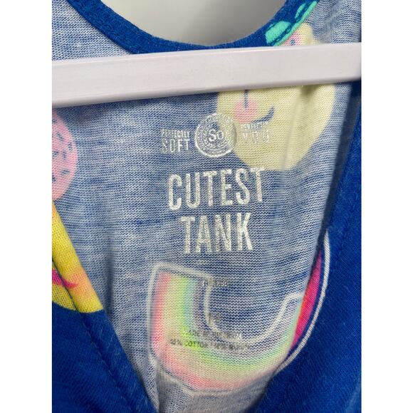 So Serfectly Soft Cutest Tank Emoji Pizza Blue Top Girls Size 14 - Picture 3 of 6
